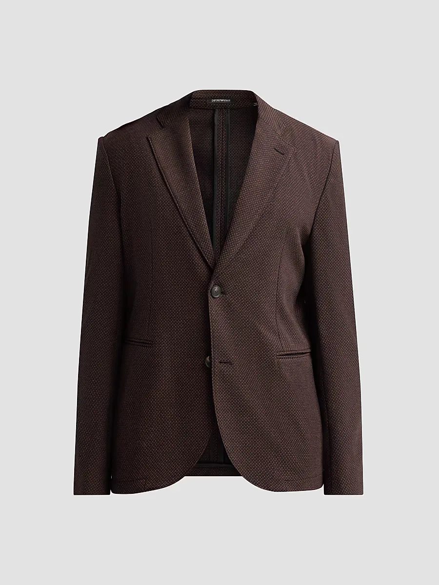 Emporio Armani Square Textured Wool-Blend Soft Jacket by Armani