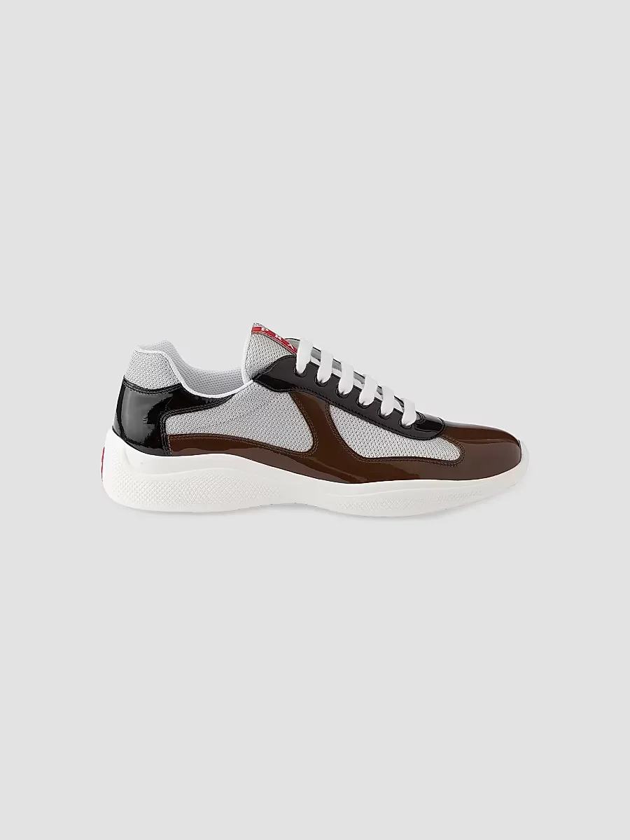 Prada Patent Leather and Technical Fabric Americas Cup Sneakers by Prada
