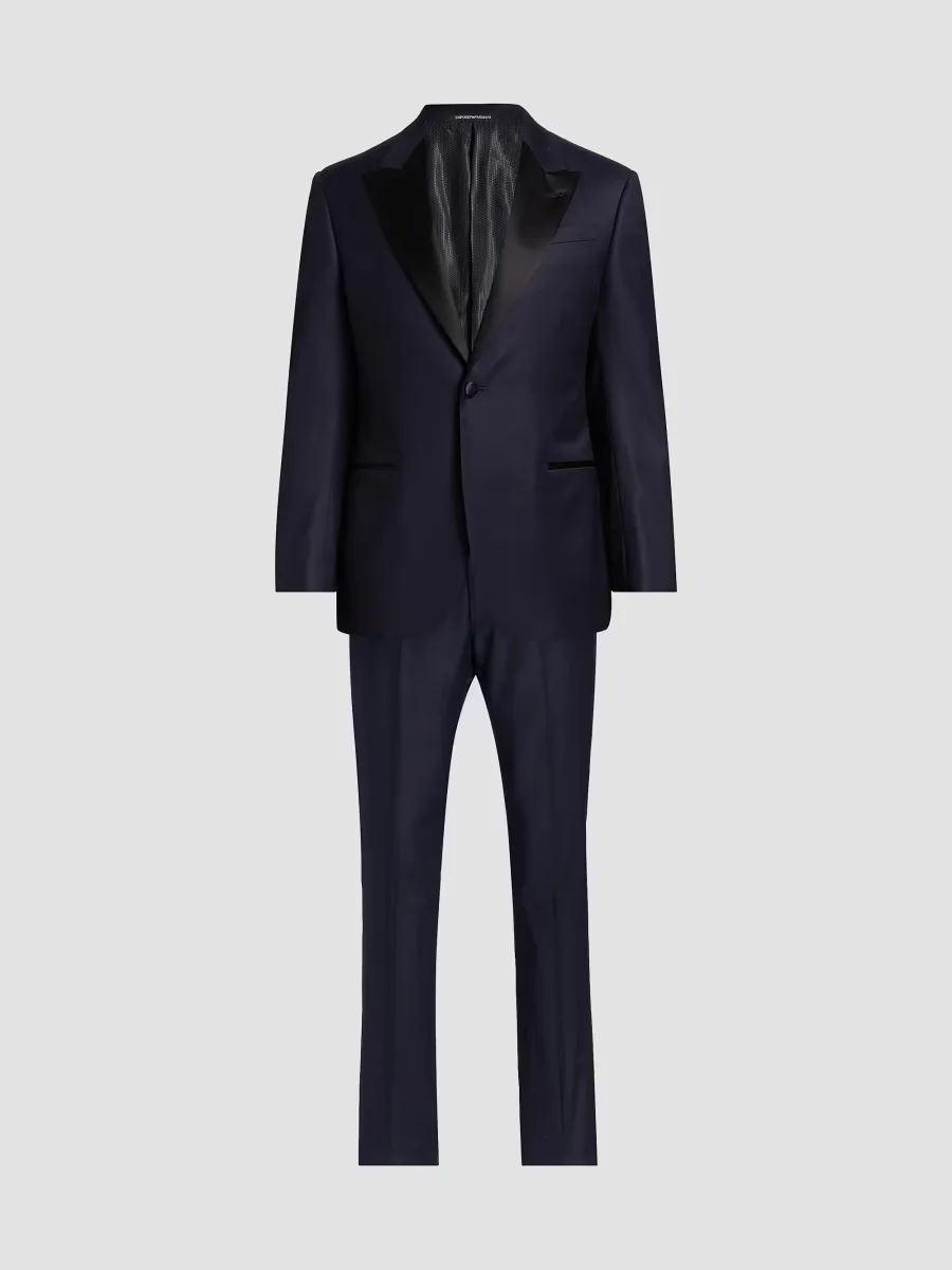 Emporio Armani Solid Stretch-Virgin Wool Tuxedo by Armani