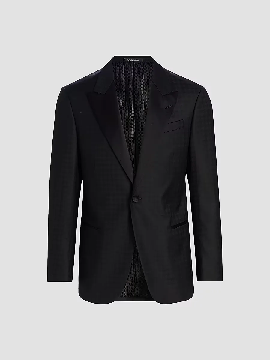 Emporio Armani Houndstooth Stretch-Virgin Wool Blazer