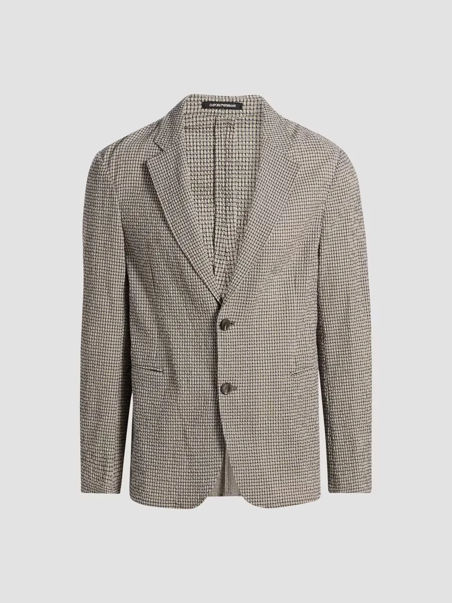 Emporio Armani Check Seersucker Soft Jacket by Armani