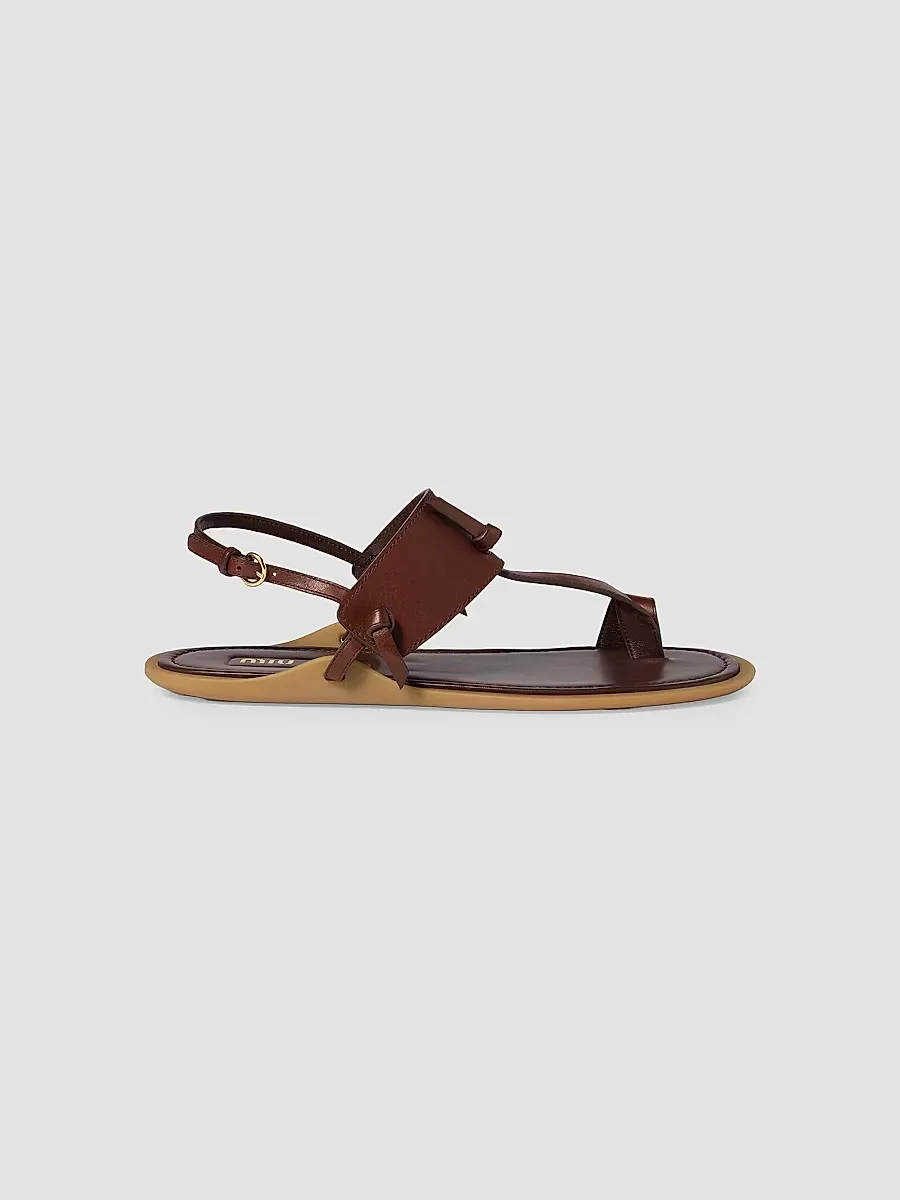 Leather Thong Sandals by Miu Miu