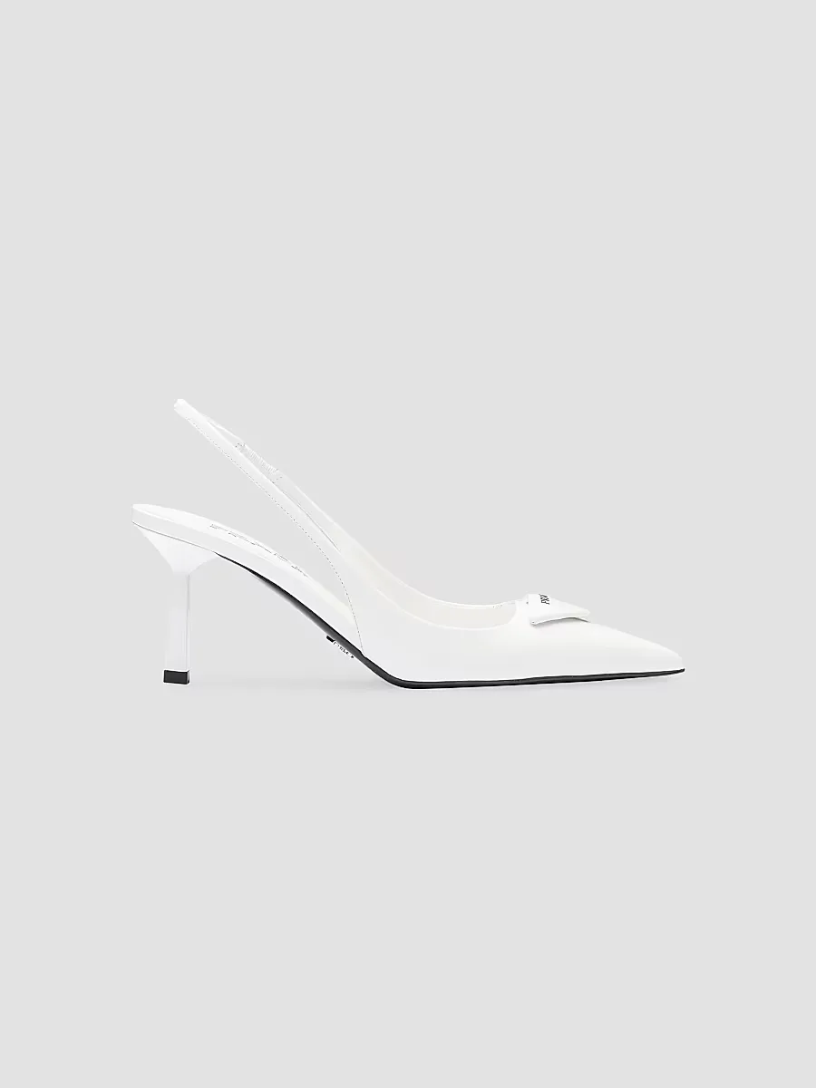 Brushed Leather Slingback Pumps