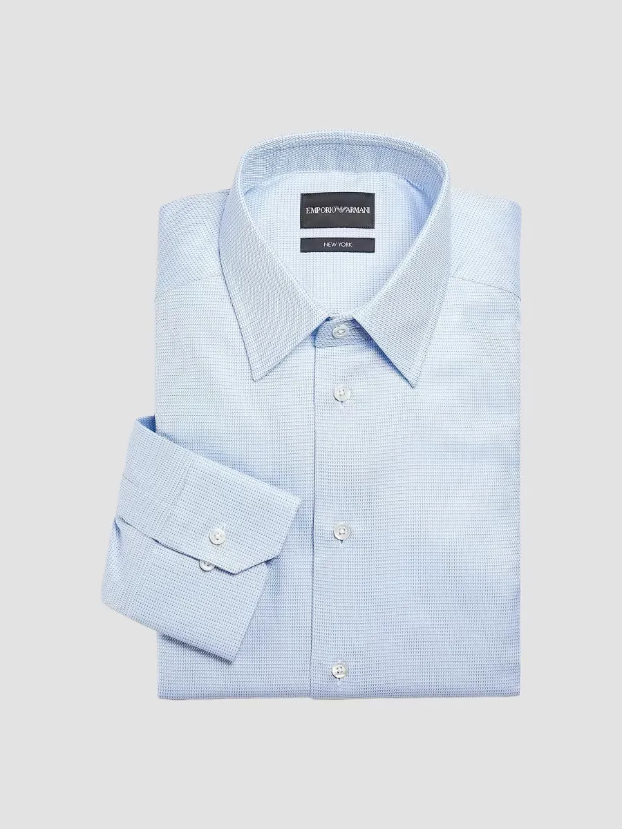 Micro Geometric-Print Cotton Shirt by Armani