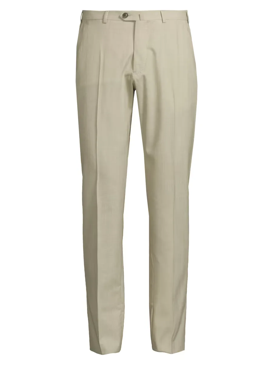 Textured Crease-Front Trousers by Armani