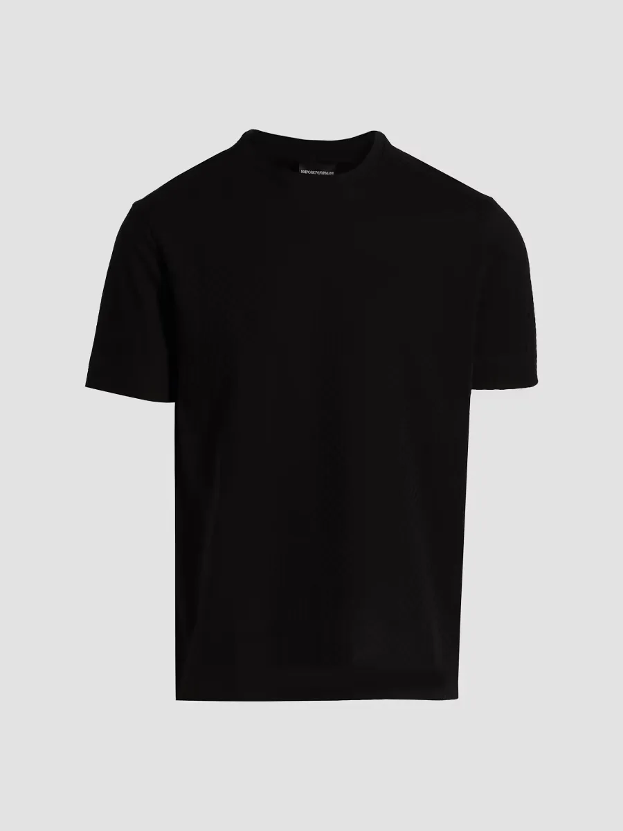 Basket-Weave Cotton T-Shirt by Armani