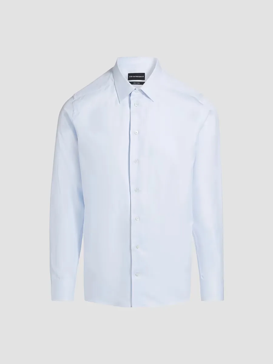 Textured Solid Cotton Button-Front Shirt by Armani