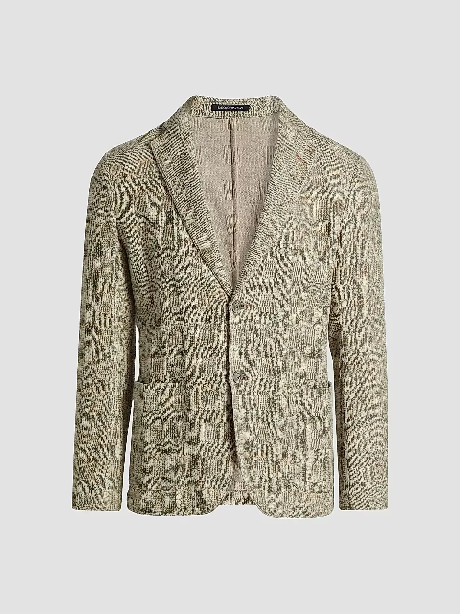 Emporio Armani Textured Checked Knit Blazer by Armani