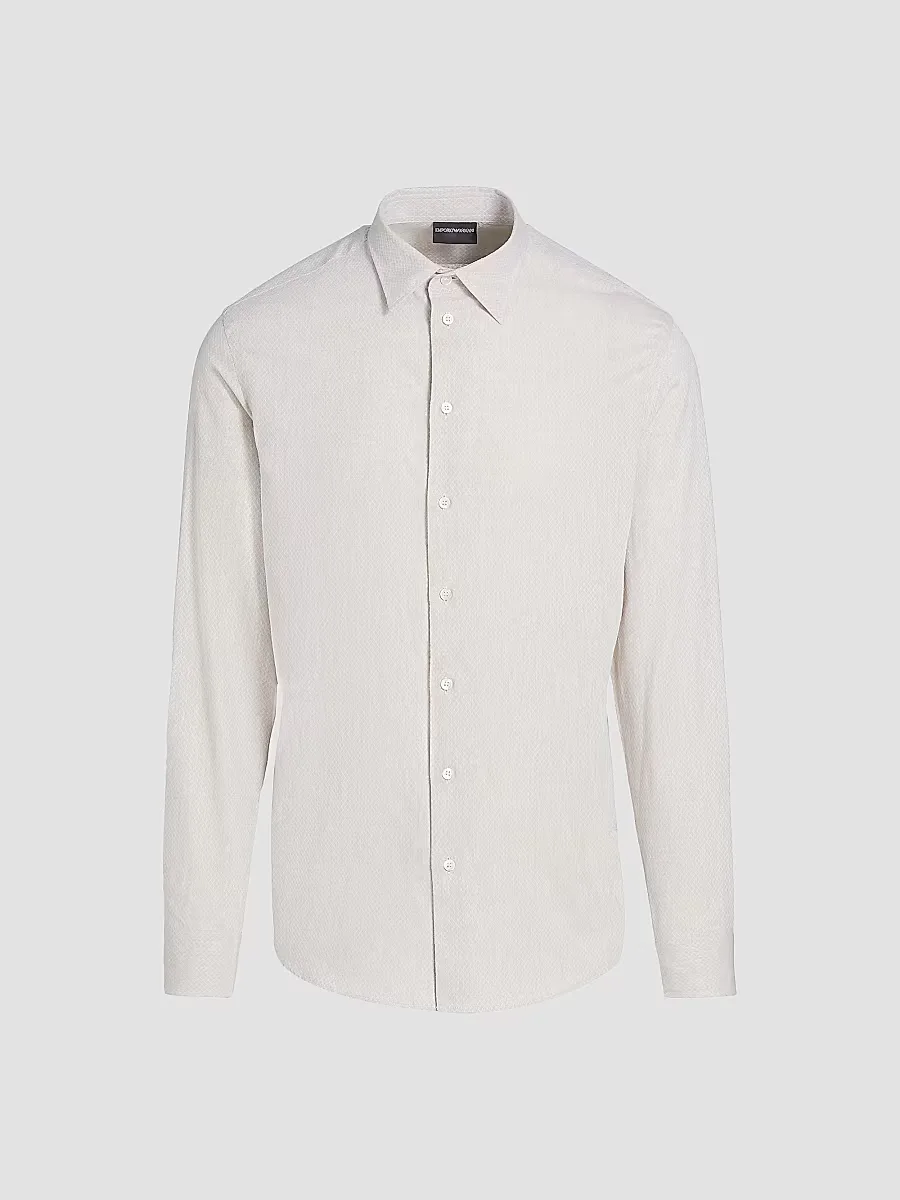 Emporio Armani Linen-Cotton Cross-Stitch Shirt by Armani