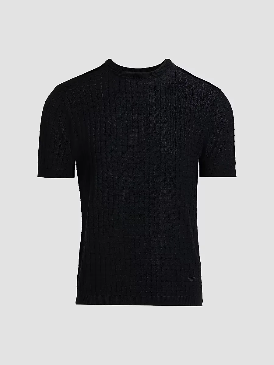 Emporio Armani Textured Knit Short-Sleeve Sweater by Armani