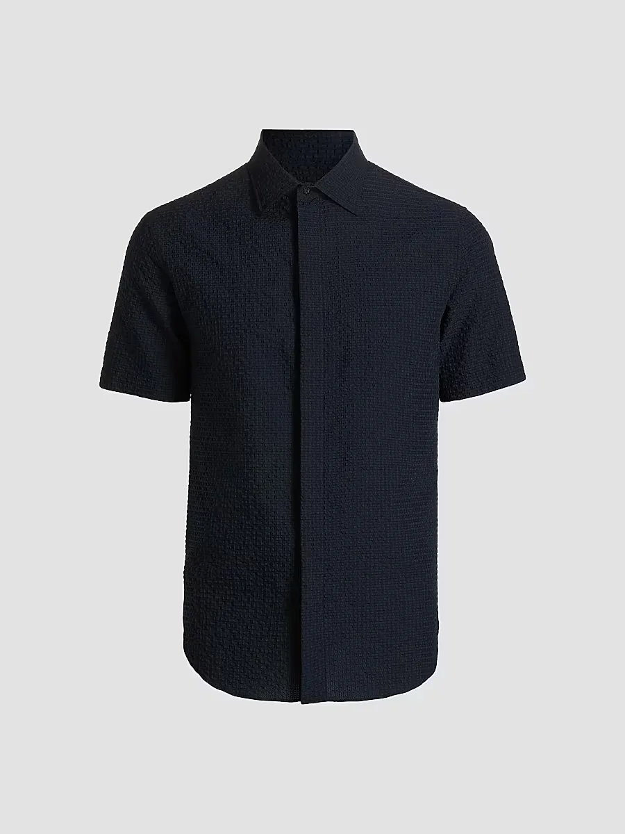 Emporio Armani Textured Tech Seersucker Sport Shirt by Armani