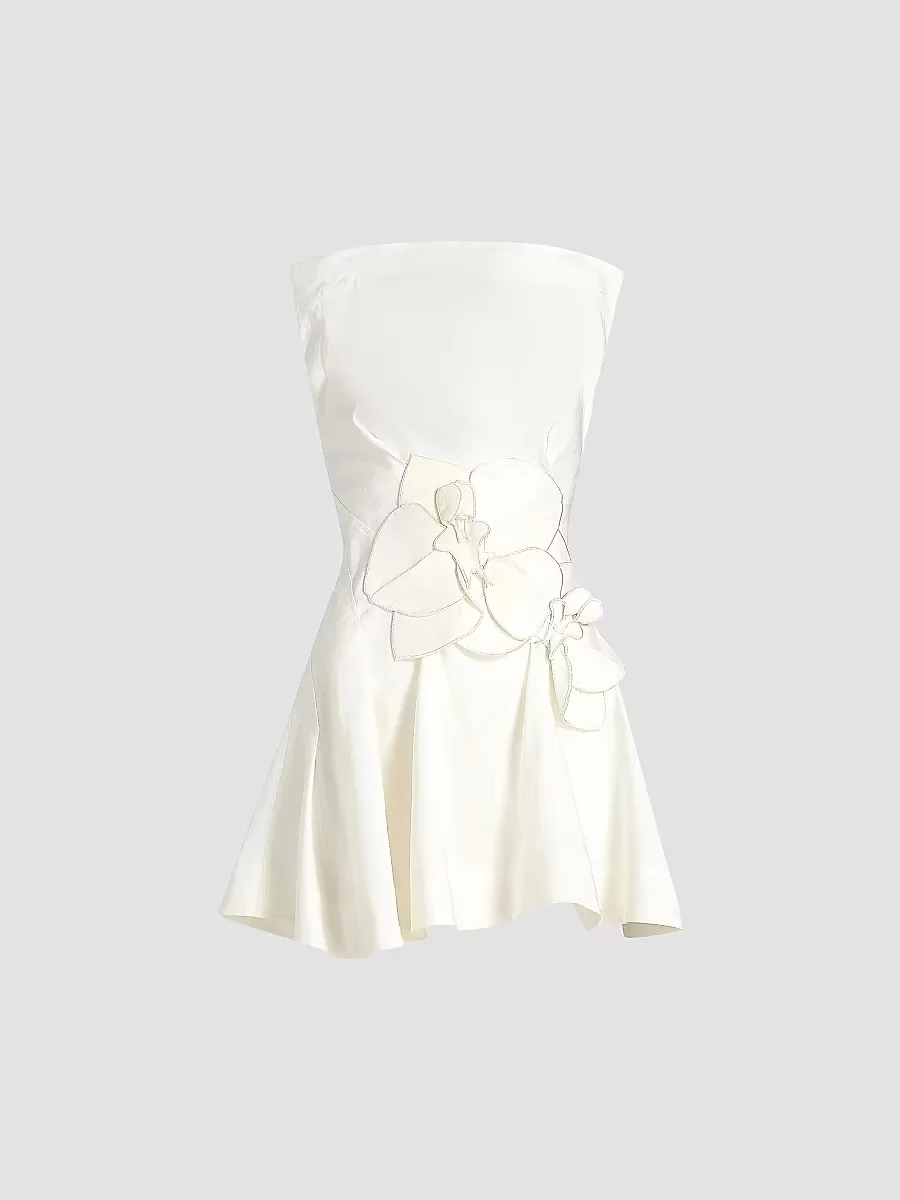 Warra Floral-Appliqu Linen A-Line Minidress by Acler