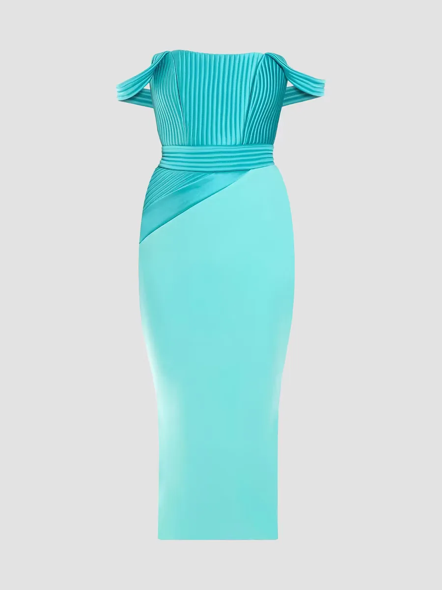 The Eternal Pleated Panel Column Midi-Dress by Zhivago
