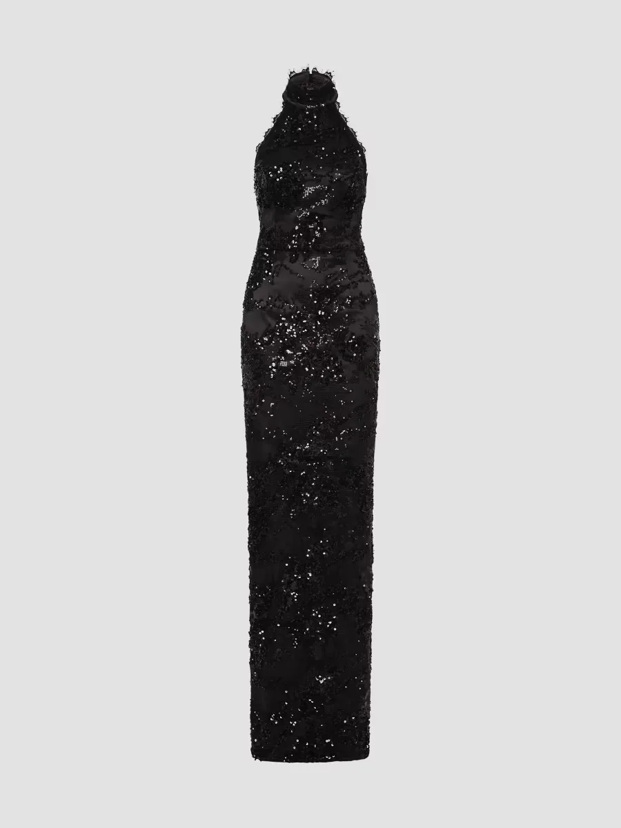 Beau Sequined Halterneck Gown