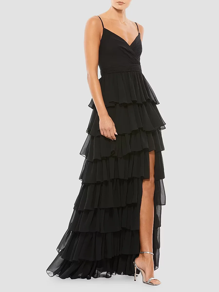 Ieena Sleeveless Tiered Ruffle Gown by M.A.C.