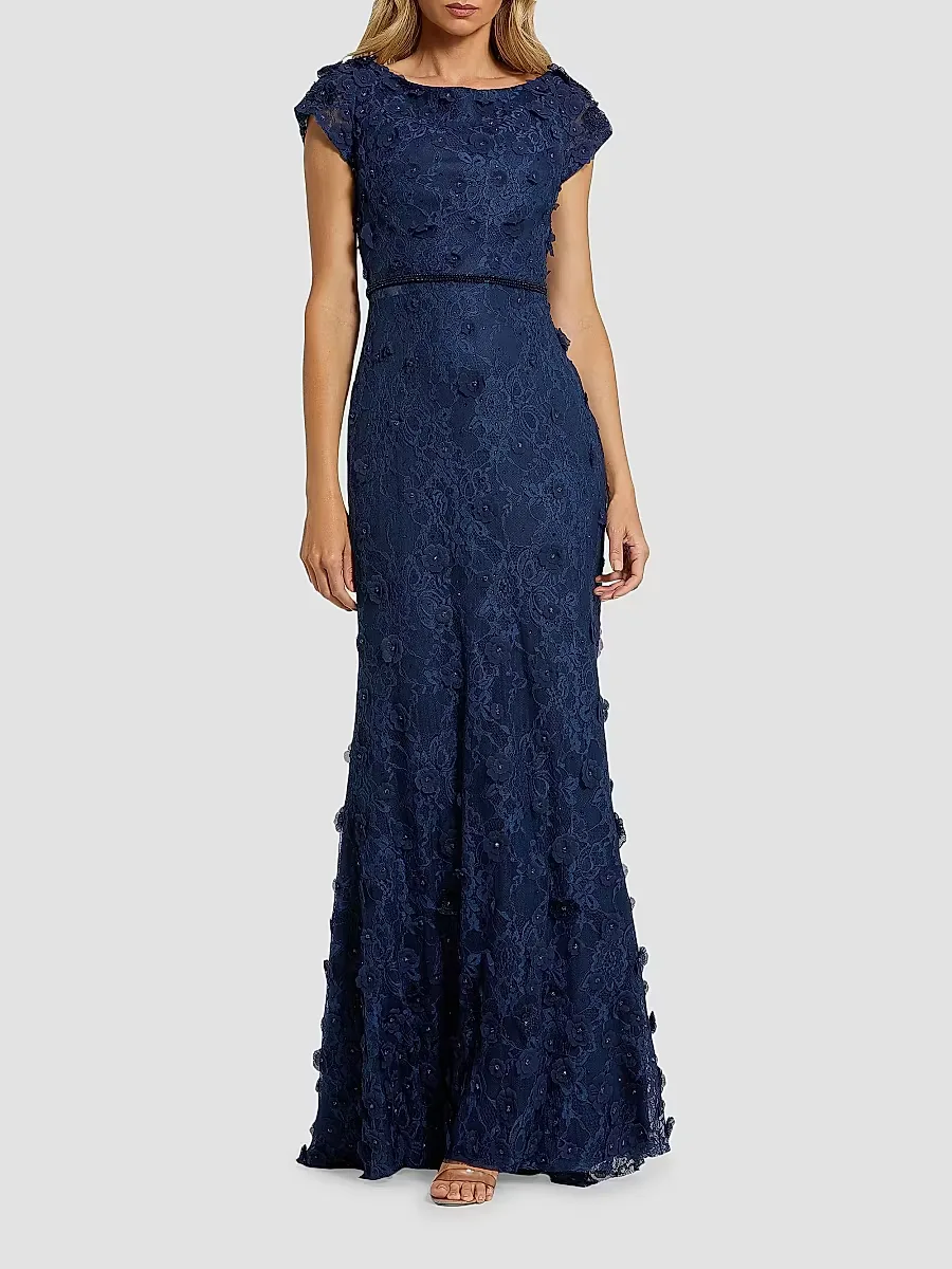 Beaded & Embroidered Lace Gown by M.A.C.