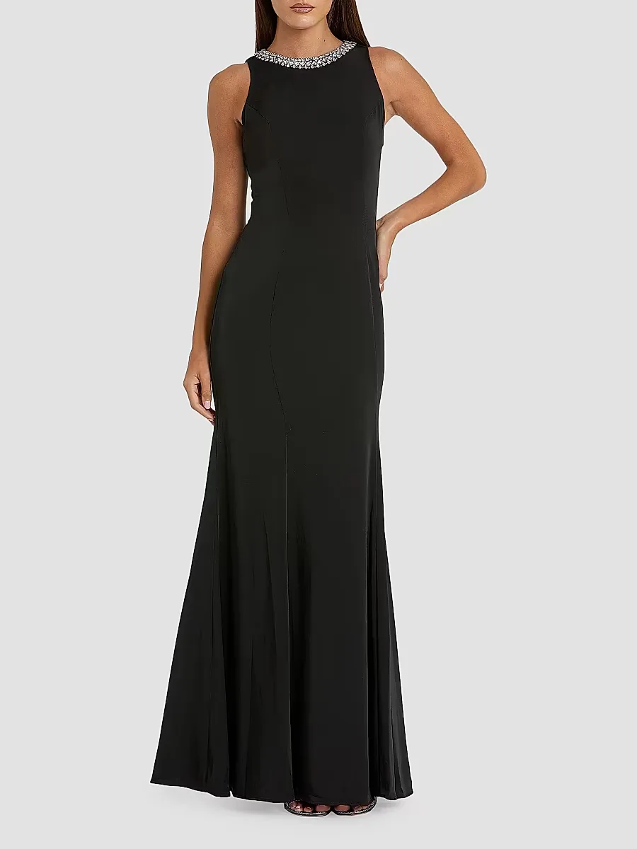Ieena Embellished Neck Satin Trumpet Gown