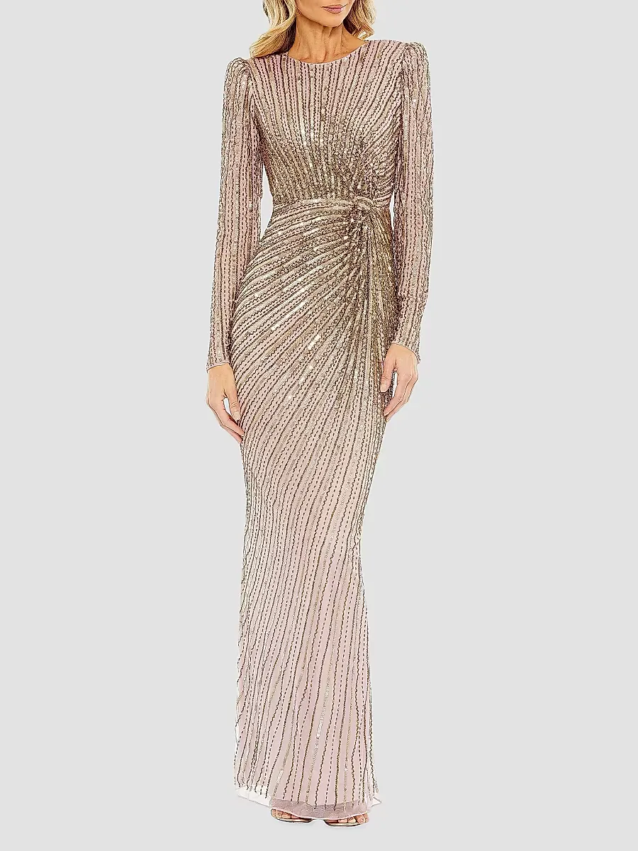 Embellished Knotted Column Gown by M.A.C.