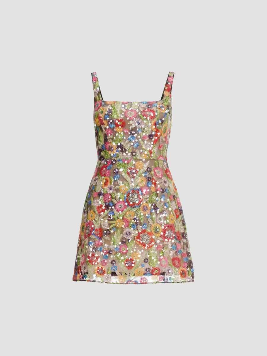 Devi Floral Embellished Minidress by Dress the Population