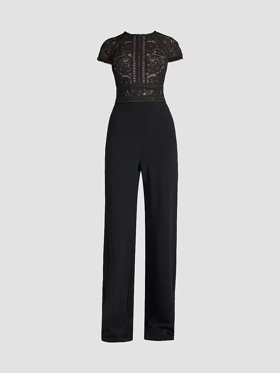 Corded Lace Short-Sleeve Jumpsuit by Tadashi