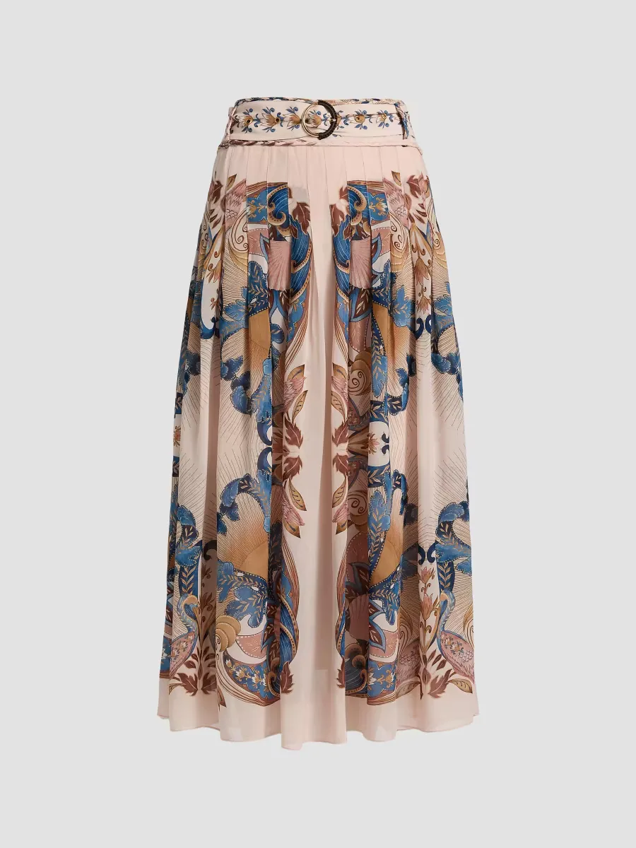 Sea Garden Pleated Maxi Skirt
