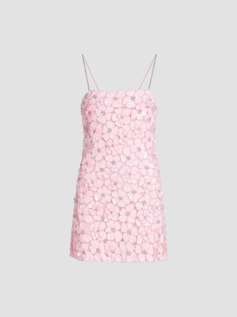 Aleria Floral-Sequin A-Line Minidress