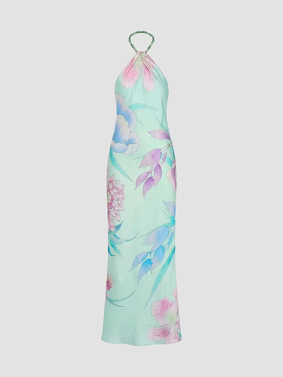 Anat Floral Halter Maxi Dress