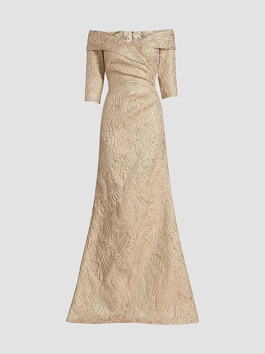 Metallic Brocade Mermaid Gown by Teri Jon