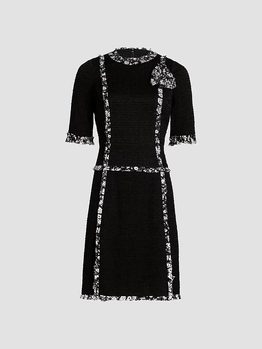 Floral-Trim Corsage Cocktail Dress by Teri Jon