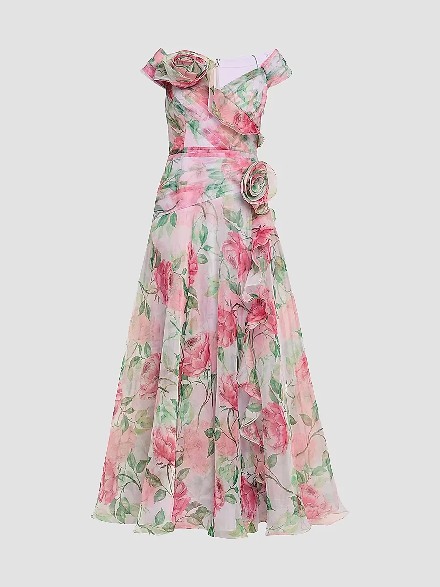 Floral Organza Tulle A-Line Gown by Teri Jon