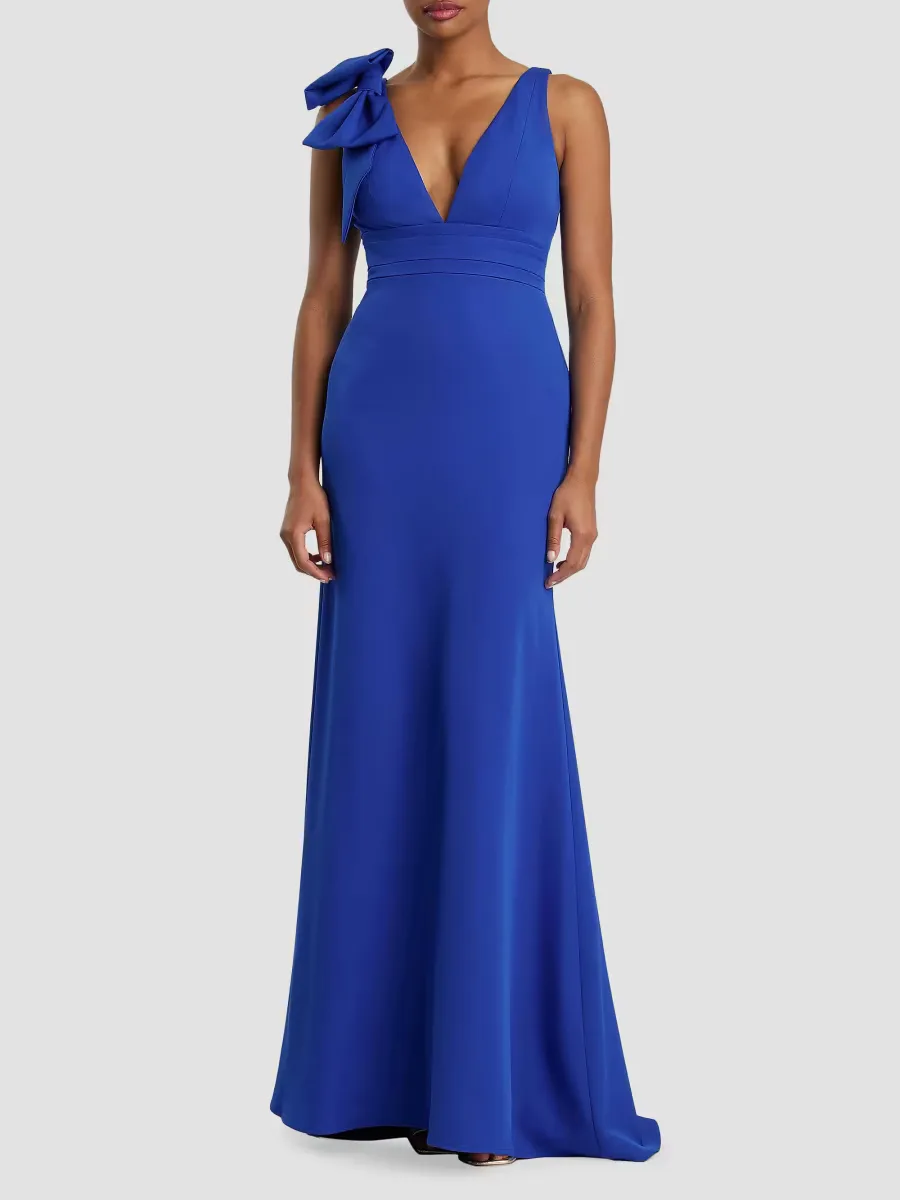 Mac Duggal Bow V-Neck A-Line Gown by M.A.C.