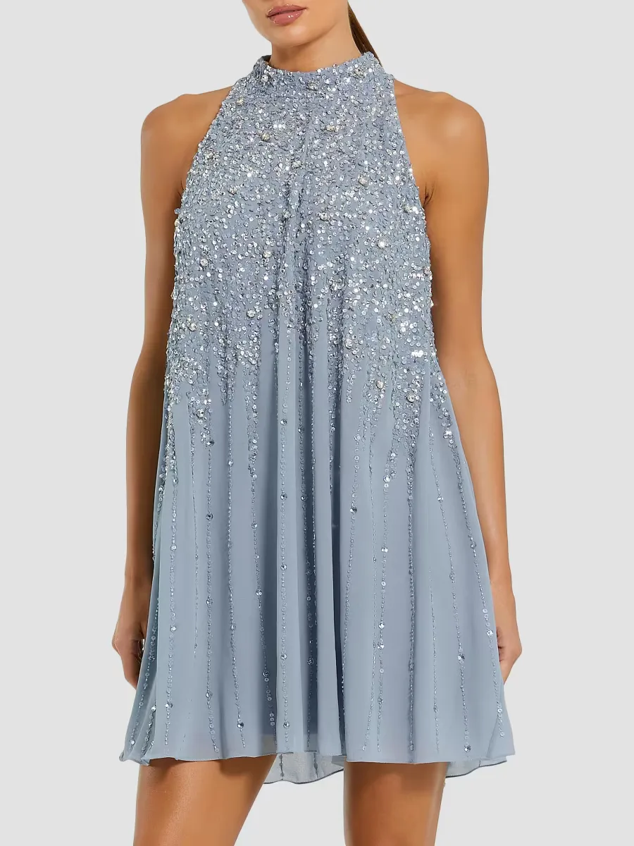 Mac Duggal Sequin-Embellished Trapeze Dress by M.A.C.