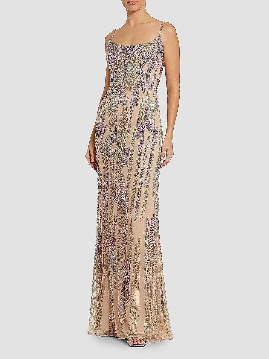 Mac Duggal Evening Sequined Mesh Gown by M.A.C.