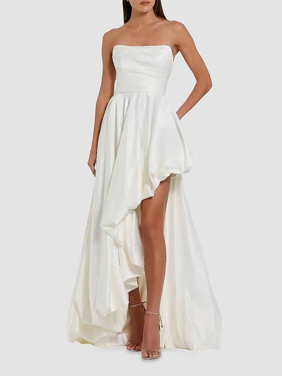 Mac Duggal Strapless High-Low Satin Gown