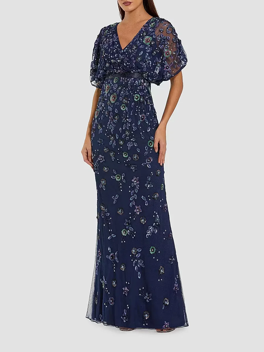 Mac Duggal Floral Embellished A-Line Gown by M.A.C.