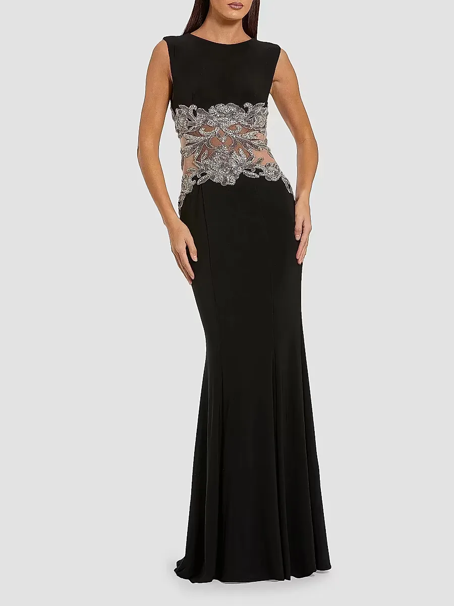 Mac Duggal Beaded-Waist Sleeveless Jersey Gown by M.A.C.