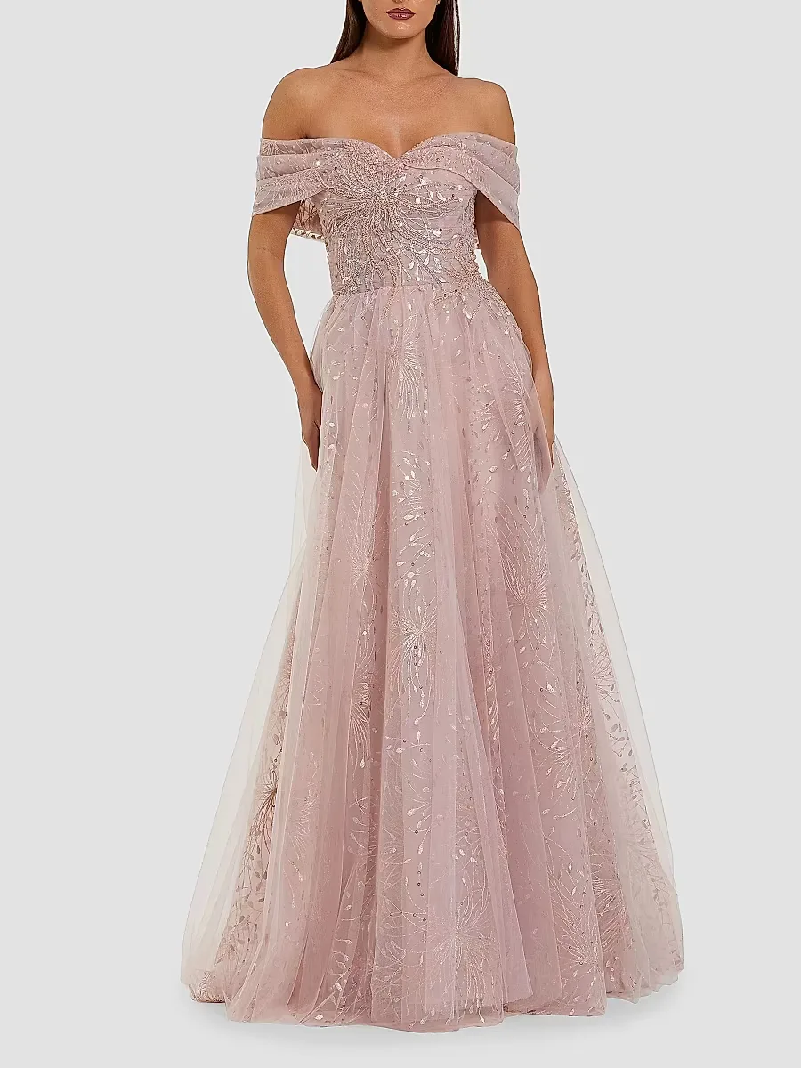 Mac Duggal Beaded-Embroidered Tulle Ballgown