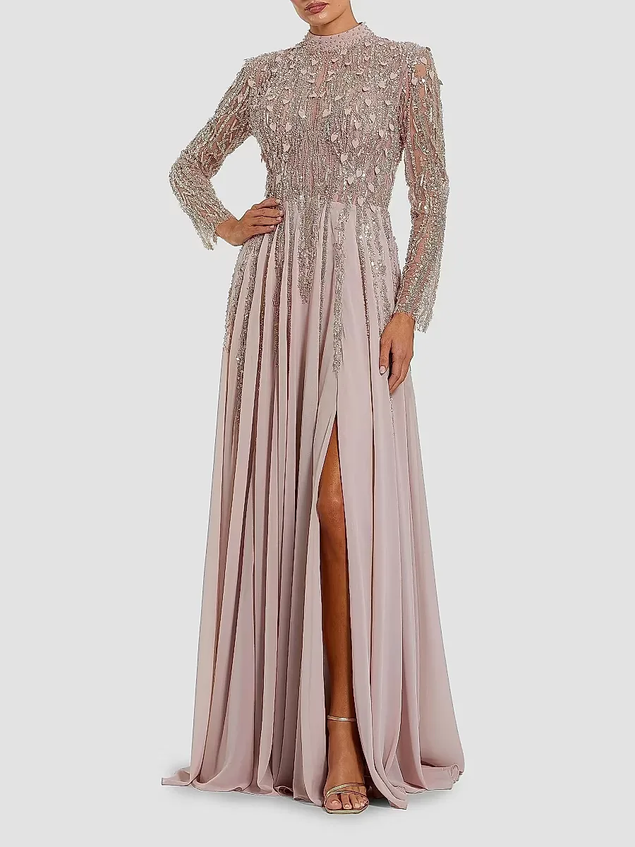 Mac Duggal Evening Embellished Satin Gown