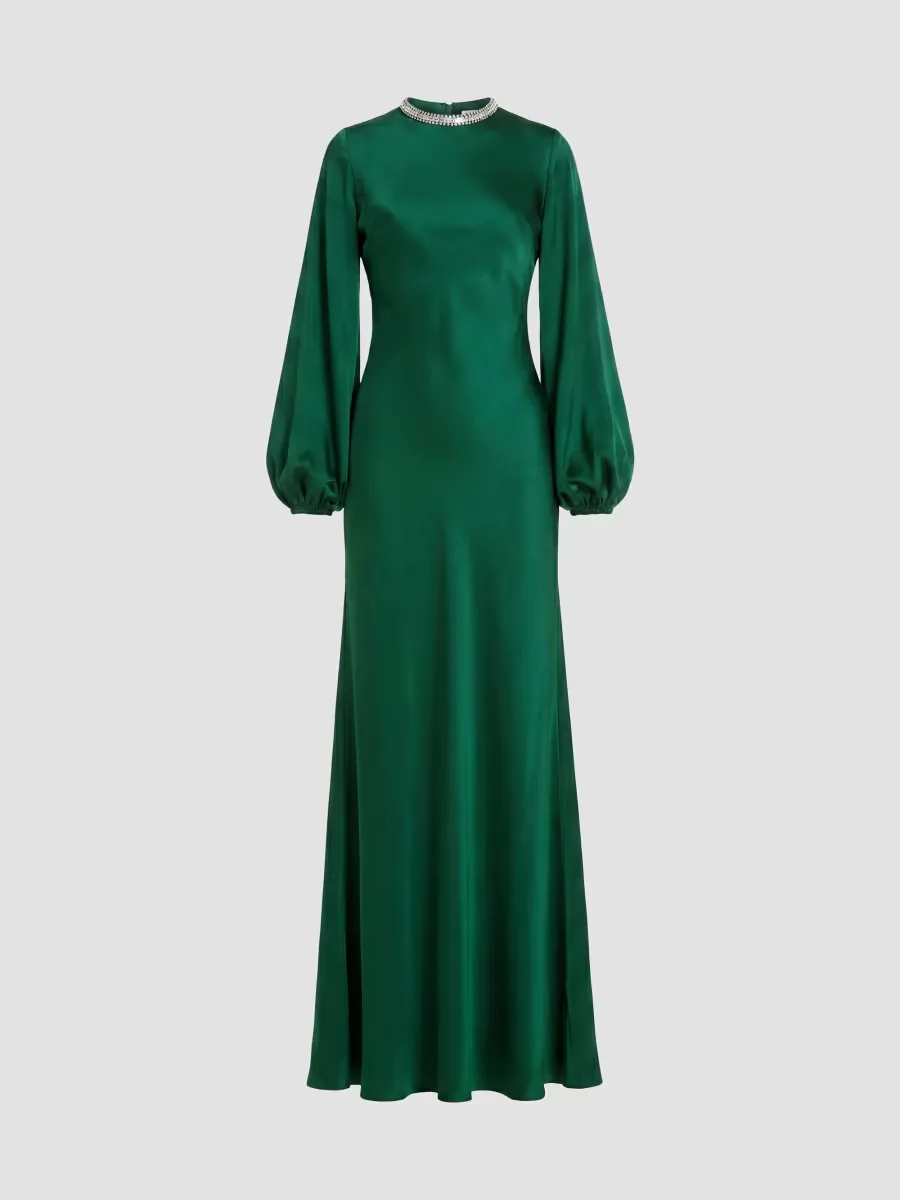 Mac Duggal Ieena Satin Sheath Gown by M.A.C.