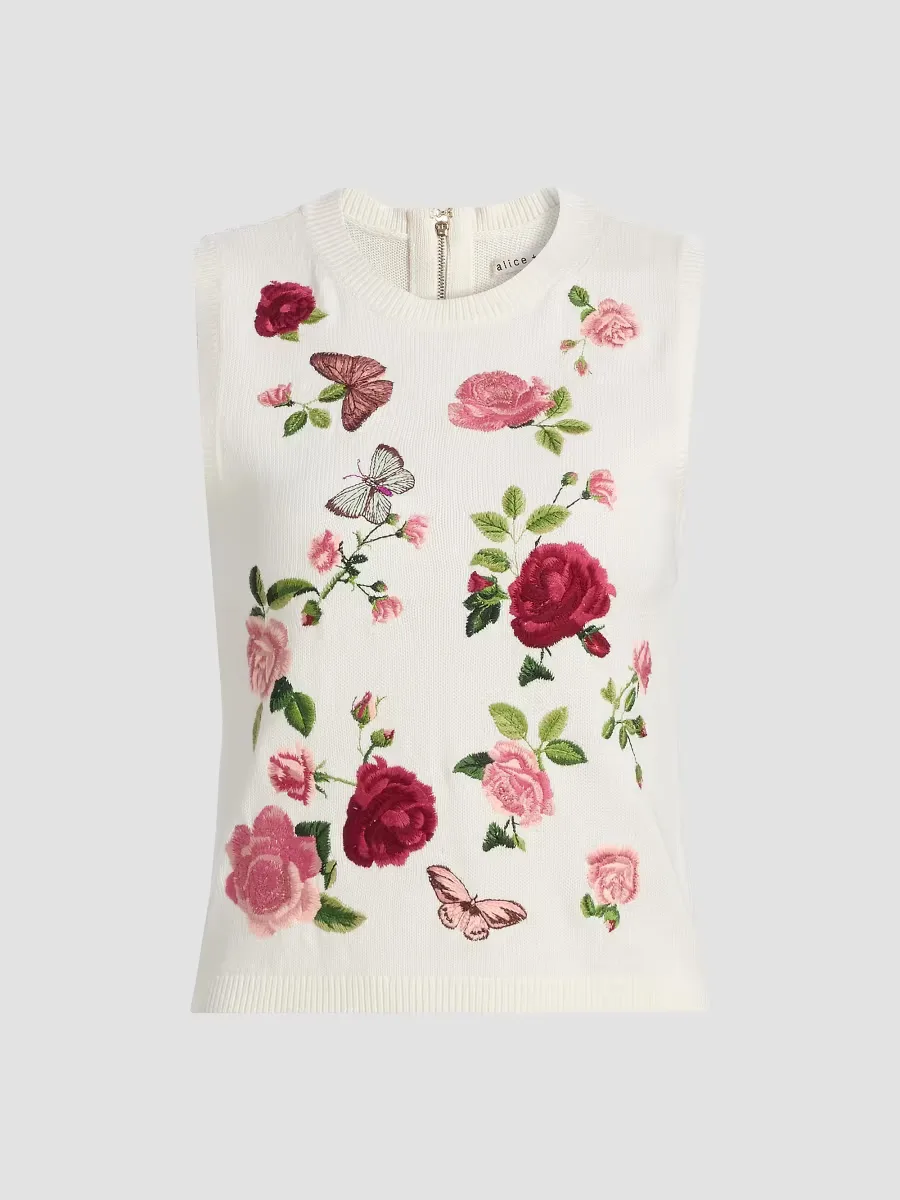 Reva Floral Shell Top by Alice + Olivia