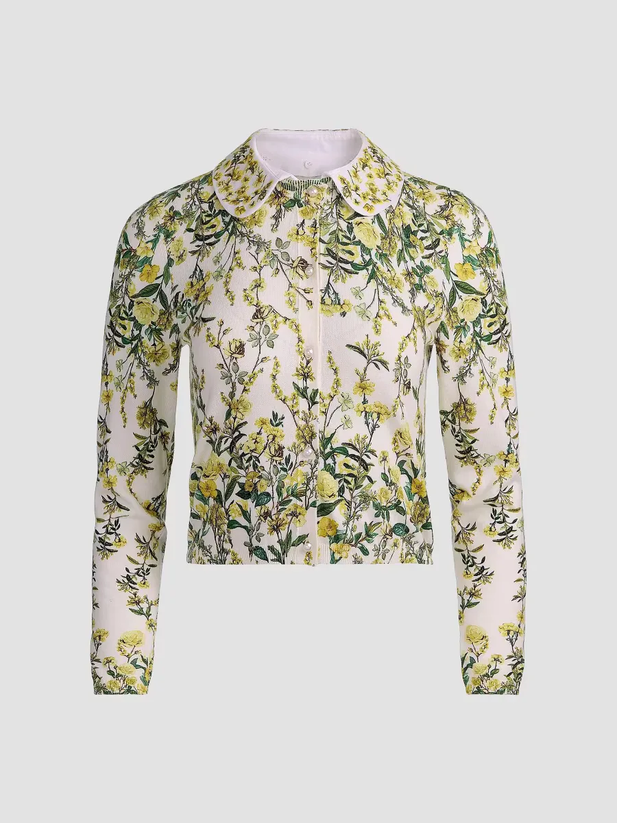 Carson Printed Stretch Cotton Cardigan by Alice + Olivia