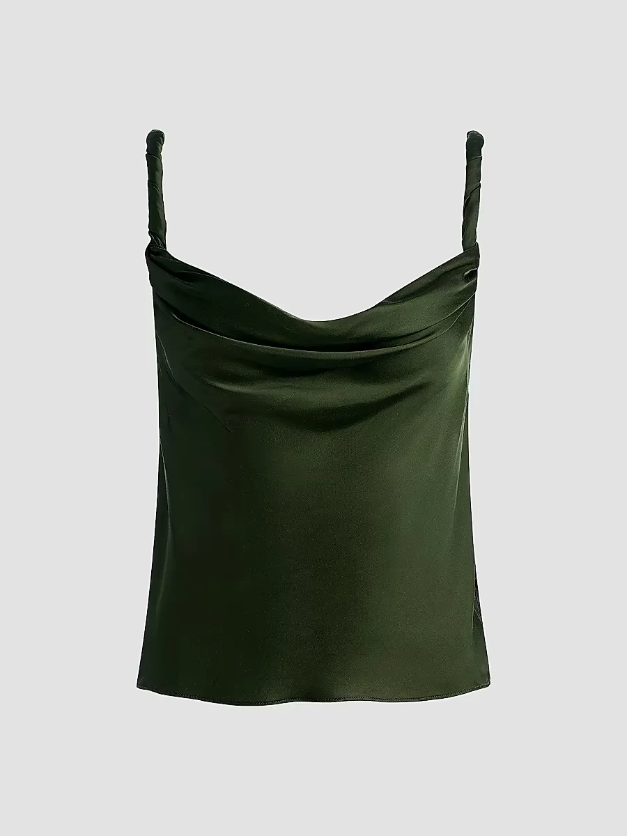 Monique Cowlneck Satin Tank by Alice + Olivia
