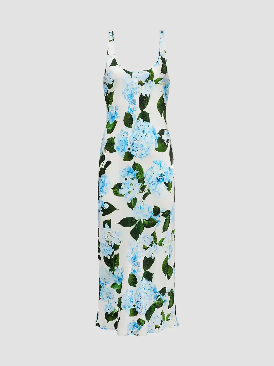 Akiya Hydrangea-Print Bias-Cut Tank Dress by L'AGENCE