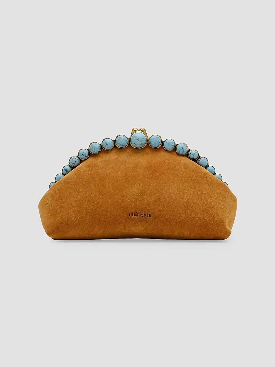 Una Bead-Trim Suede Clutch by Cult Gaia