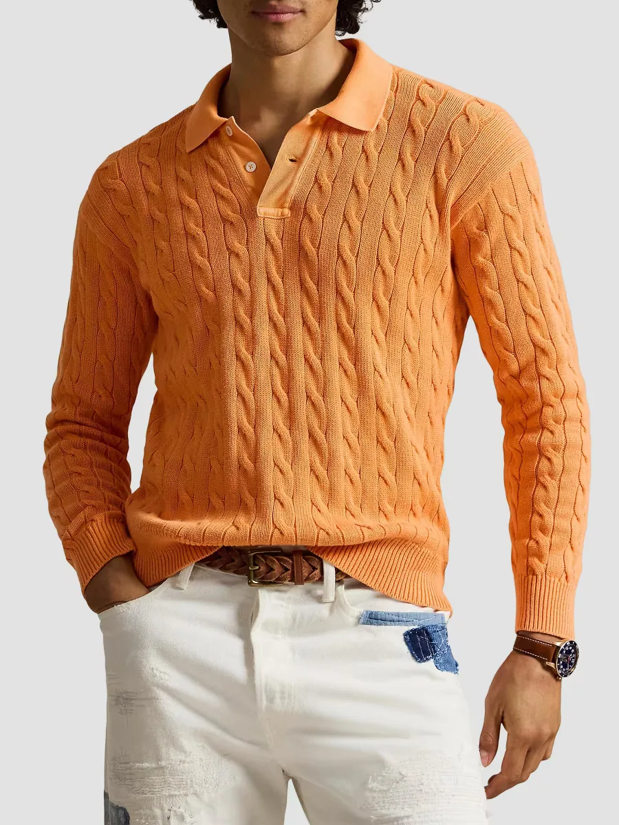 Cable-Knit Cotton Polo Sweater by Polo Ralph Lauren