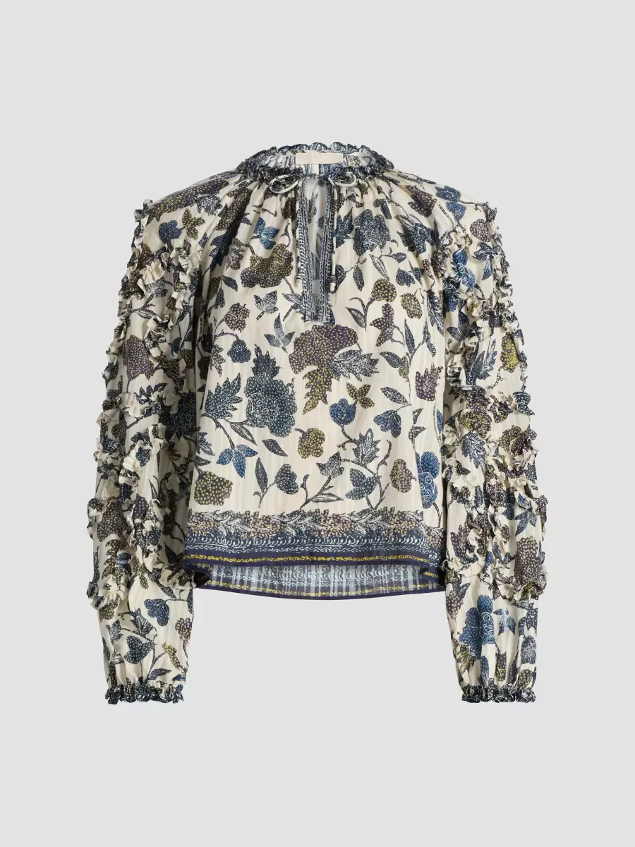 Azrou Printed Ruffled Blouse by Ulla Johnson
