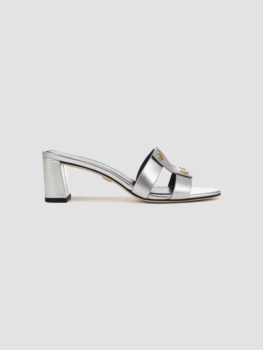 Via 55MM Leather Block Sandals by Veronica Beard