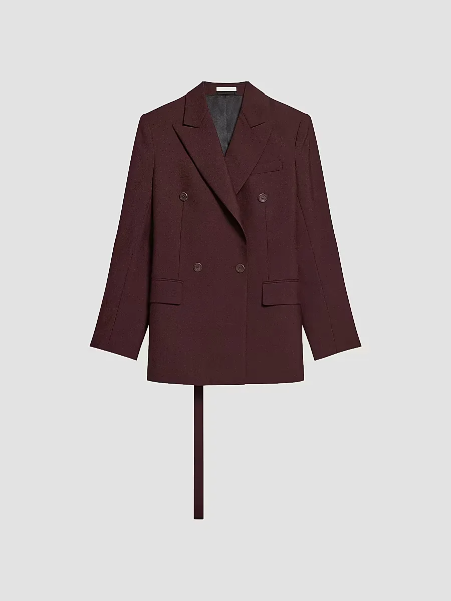 Double-Breasted Belted Virgin Wool Blazer by Helmut Lang