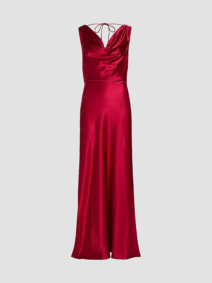 Elsa Satin Cowlneck Gown by Milly