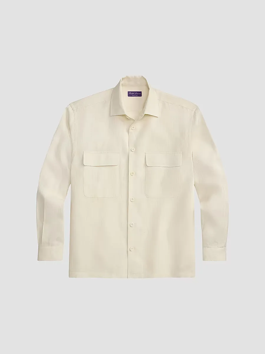 Purple Label Windowpane Linen Relaxed-Fit Shirt by Ralph Lauren